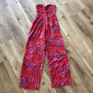 B.o.g Sleeveless Floral Jumper Spring Red And Pink Size Small